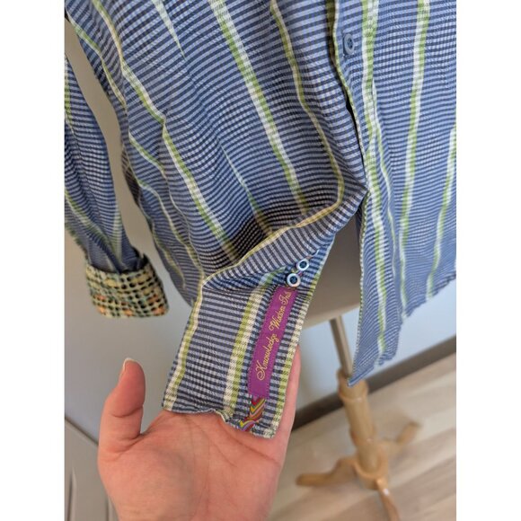 Robert Graham Large Casual Shirt Flip Cuff, stripes, Button Down - Picture 2 of 6